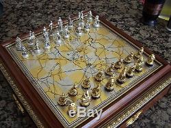 Franklin Mint CIVIL War Chess Set Early Edition Very Clean Gold & Silver Plated