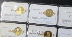 Franklin Mint Charter Member. 925 Sterling Silver Token Lot of 11, Toned 72.9g