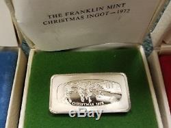 Franklin Mint Christmas Ingots 1971-79 Silver bars estate collection