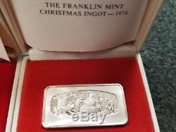 Franklin Mint Christmas Ingots 1971-79 Silver bars estate collection