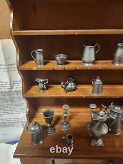 Franklin Mint Colonial American Pewter Miniature Collection Hutch Not Complete