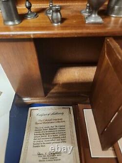 Franklin Mint Colonial American Pewter Miniature Collection Hutch Not Complete