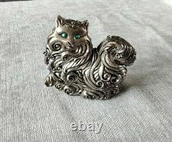 Franklin Mint Curio Cabinet Art Nouveau Silver Cat Extremely Rare. 1988 Vintage