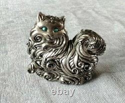 Franklin Mint Curio Cabinet Art Nouveau Silver Cat Extremely Rare. 1988 Vintage