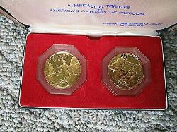 Franklin Mint Documents of Freedom 2 Coin Set 24K Gold Over. 999 Fine Silver