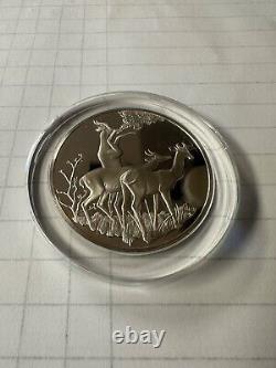 Franklin Mint East African Wild Life Society Gerenuks 2 Oz Proof Silver