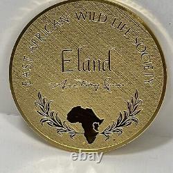 Franklin Mint Eland East African Wild Life Society 24k Gold On 2oz Ster Silver