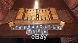 Franklin Mint Excalibur Backgammon Set WithGold, Silver Coin pieces