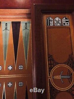 Franklin Mint Excalibur Backgammon Set WithGold, Silver Coin pieces