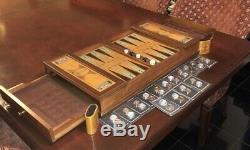 Franklin Mint Excalibur Backgammon Set WithGold, Silver Coin pieces