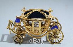 Franklin Mint Faberge 24Kt Sterling Silver Imperial Carriage Lapis Garnets