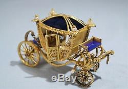 Franklin Mint Faberge 24Kt Sterling Silver Imperial Carriage Lapis Garnets