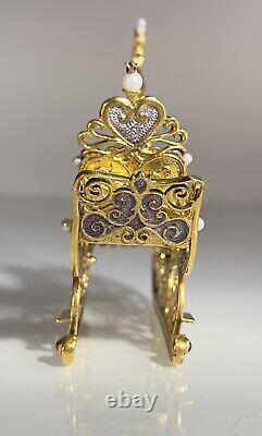 Franklin Mint Fabergé Imperial Jeweled Sleigh & Pendant Set Gold, Diamond