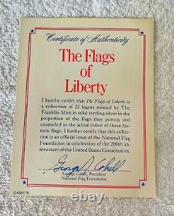 Franklin Mint Flags Of Liberty Sterling Silver Ingots 25 Historic Flags 925 Coa