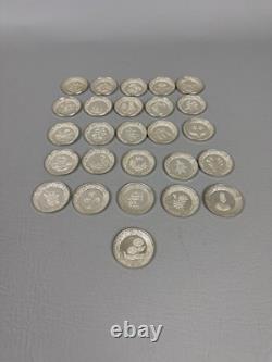 Franklin Mint Floral Alphabet 26 Miniature Plates Sterling Silver 276 Grams