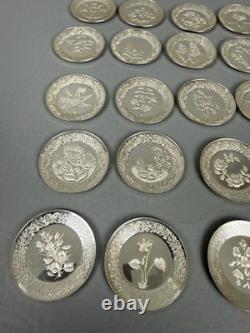 Franklin Mint Floral Alphabet 26 Miniature Plates Sterling Silver 276 Grams