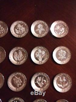 Franklin Mint Floral Alphabet Miniature Plate Collection Sterling Silver