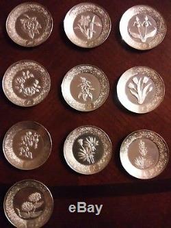 Franklin Mint Floral Alphabet Miniature Plate Collection Sterling Silver