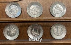 Franklin Mint Floral Alphabet Sterling Silver Miniature Plates