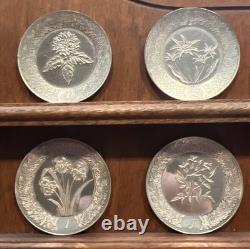 Franklin Mint Floral Alphabet Sterling Silver Miniature Plates