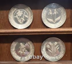 Franklin Mint Floral Alphabet Sterling Silver Miniature Plates