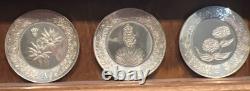 Franklin Mint Floral Alphabet Sterling Silver Miniature Plates