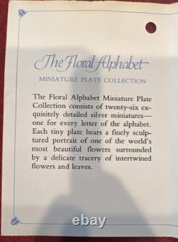 Franklin Mint Floral Alphabet Sterling Silver Miniature Plates