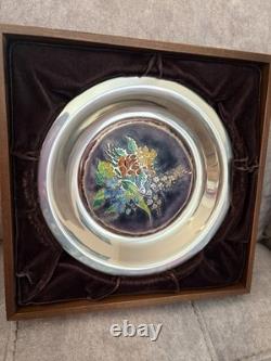 Franklin Mint Four Seasons SPRING BLOSSOMS Sterling Silver Champleve Plate