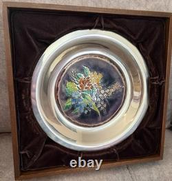 Franklin Mint Four Seasons SPRING BLOSSOMS Sterling Silver Champleve Plate