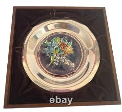 Franklin Mint Four Seasons SPRING BLOSSOMS Sterling Silver Champleve Plate