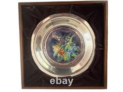 Franklin Mint Four Seasons SPRING BLOSSOMS Sterling Silver Champleve Plate