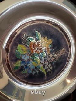 Franklin Mint Four Seasons SPRING BLOSSOMS Sterling Silver Champleve Plate