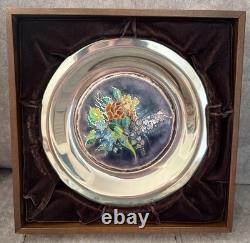 Franklin Mint Four Seasons SPRING BLOSSOMS Sterling Silver Champleve Plate