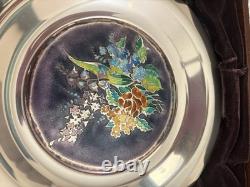 Franklin Mint Four Seasons SPRING BLOSSOMS Sterling Silver Champleve Plate