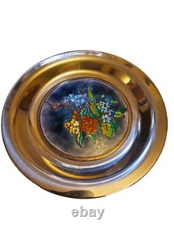 Franklin Mint Four Seasons Sterling Silver Champleve Plate Spring Blossoms 266 g