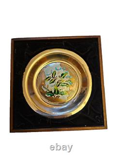 Franklin Mint Four Seasons Sterling Silver Champleve Plate Winter Spray 259 g