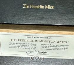 Franklin Mint Frederic Remington Watch 1988 Swiss Quartz Sterling Silver with Box
