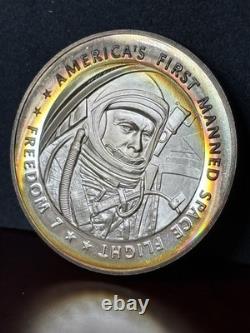 Franklin Mint Freedom 7 Proof Medal. 925 Silver Alan Shepard Toned 39mm