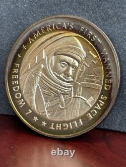 Franklin Mint Freedom 7 Proof Medal. 925 Silver Alan Shepard Toned 39mm