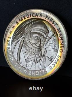 Franklin Mint Freedom 7 Proof Medal. 925 Silver Alan Shepard Toned 39mm