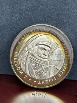 Franklin Mint Freedom 7 Proof Medal. 925 Silver Alan Shepard Toned 39mm