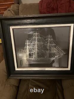 Franklin Mint. Frigate la belle poule rendered sterling silver silhouette 1976