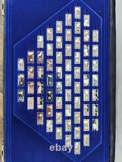 Franklin Mint GEMSTONES OF THE WORLD-63 INGOTS. 925 SILVER WITH DISPLAY CASE