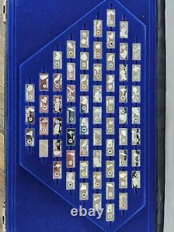 Franklin Mint GEMSTONES OF THE WORLD-63 INGOTS. 925 SILVER WITH DISPLAY CASE