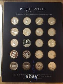 Franklin Mint Gallery Project Apollo XIII 20 Solid Sterling Silver Medals 1972