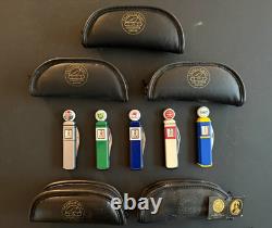 Franklin Mint Gas Station Pocketknife Lot of 5 Stainless Clip Point with Cases