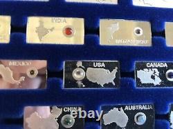 Franklin Mint Gemstones of The World Silver Ingots w Gemstone Specimens