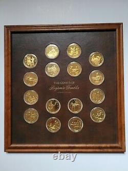 Franklin Mint Genious Of Benjamin Franklin Gold On Silver Medals 20 Oz Framed