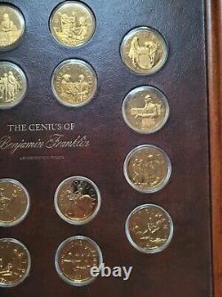 Franklin Mint Genious Of Benjamin Franklin Gold On Silver Medals 20 Oz Framed