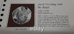 Franklin Mint Genius/Rembrandt PR. 925 Silver Medal-Jacob & the Angel in Card